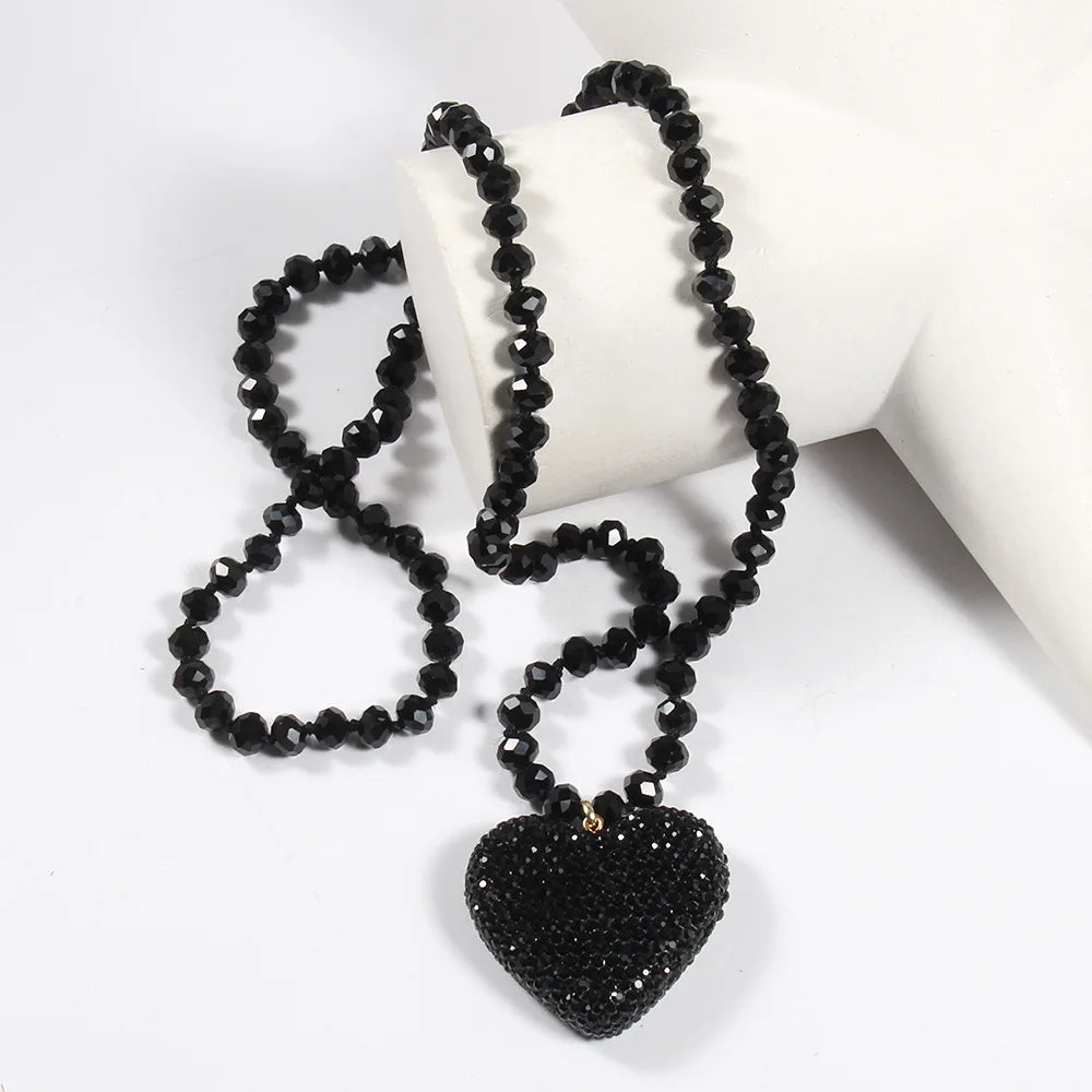 New Valentine's Day Gift: Sparkling Crystal Glass Necklace, Water Diamond Heart Pendant, Women's Necklace
