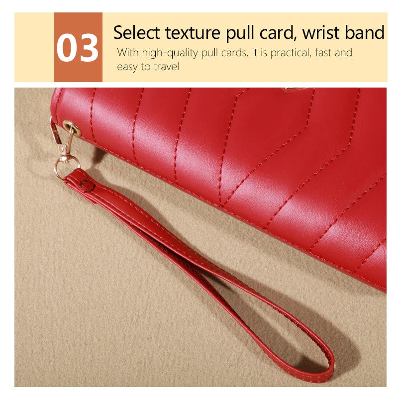 Chic Faux Leather Wallet - Double Zipper Security - Coin Purse & Card Slots - Fashionable Wristband Clutch for Everyday