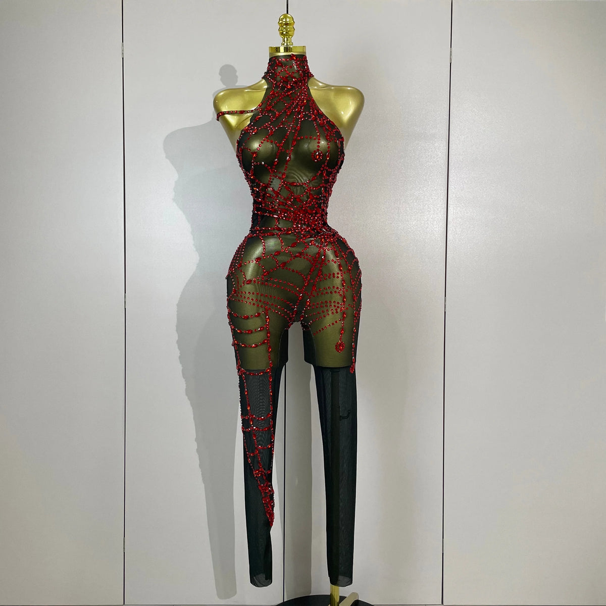 New Women Sparkly Diamonds Sexy Mesh Jumpsuit Nightclub Bar Party Show Gogo Dancer Festival Clothing Drag Queen Stage Costume