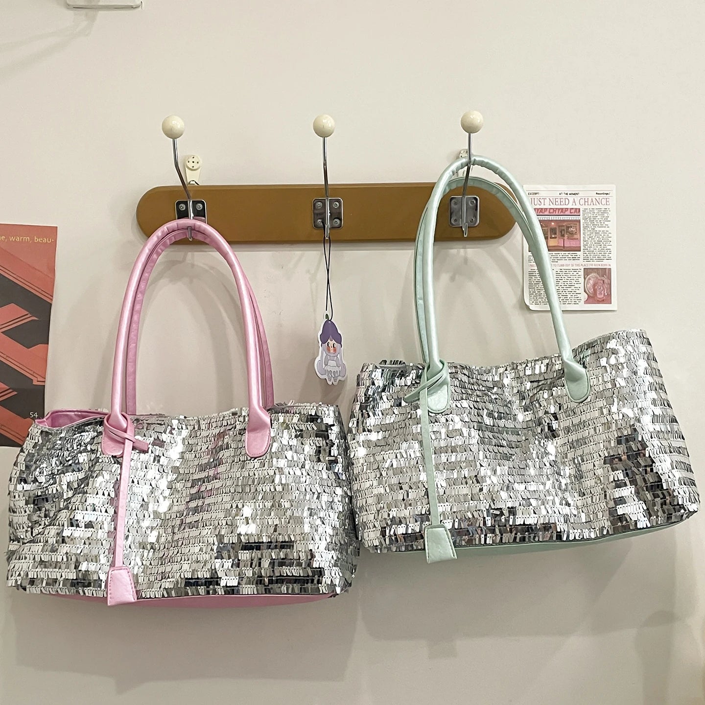 LEFTSIDE Sequins Shoulder Bags for Women 2025 Designer New Trendy Fashion Evening Party Bling Square Bag Handbags and Purses