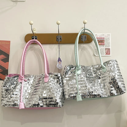 LEFTSIDE Sequins Shoulder Bags for Women 2025 Designer New Trendy Fashion Evening Party Bling Square Bag Handbags and Purses