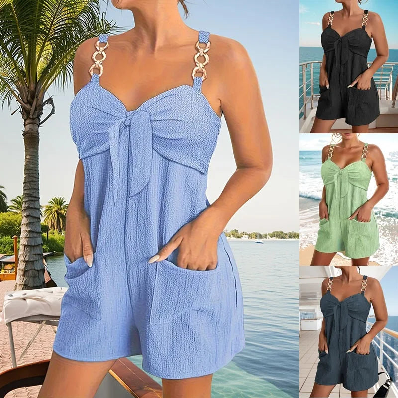 Summer Casual Fashion Halter Short Pants Jumpsuit Women's Overalls Stylish Comfortable One-Piece Suit for Women