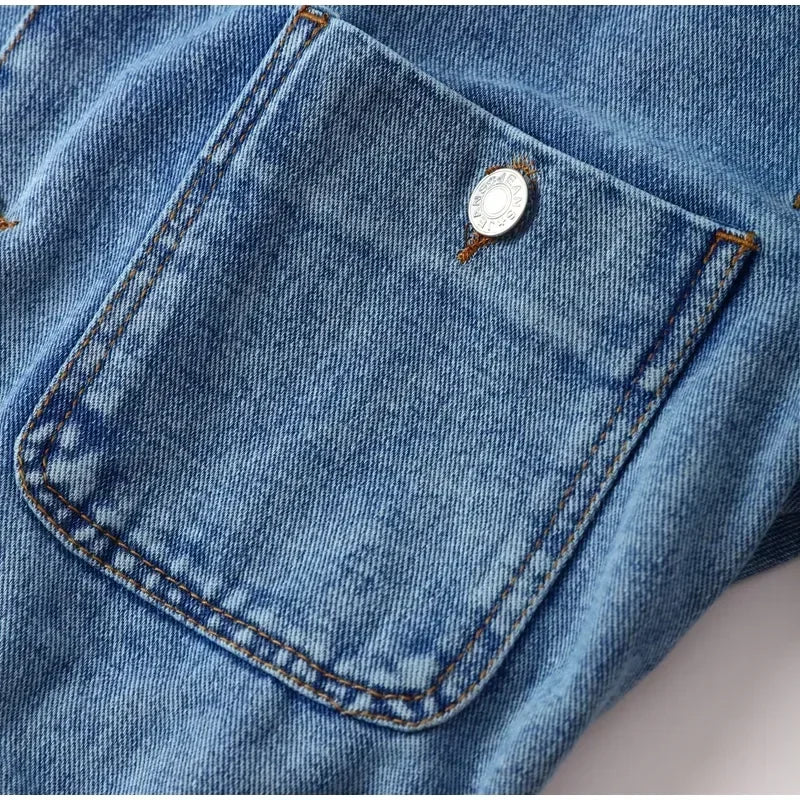 Autumn Denim Jumpsuit for Women Overalls Woman Jean Overalls Long Sleeve Elegant Jumpsuits Y2k Streetwear 2024 Turn Down Collar
