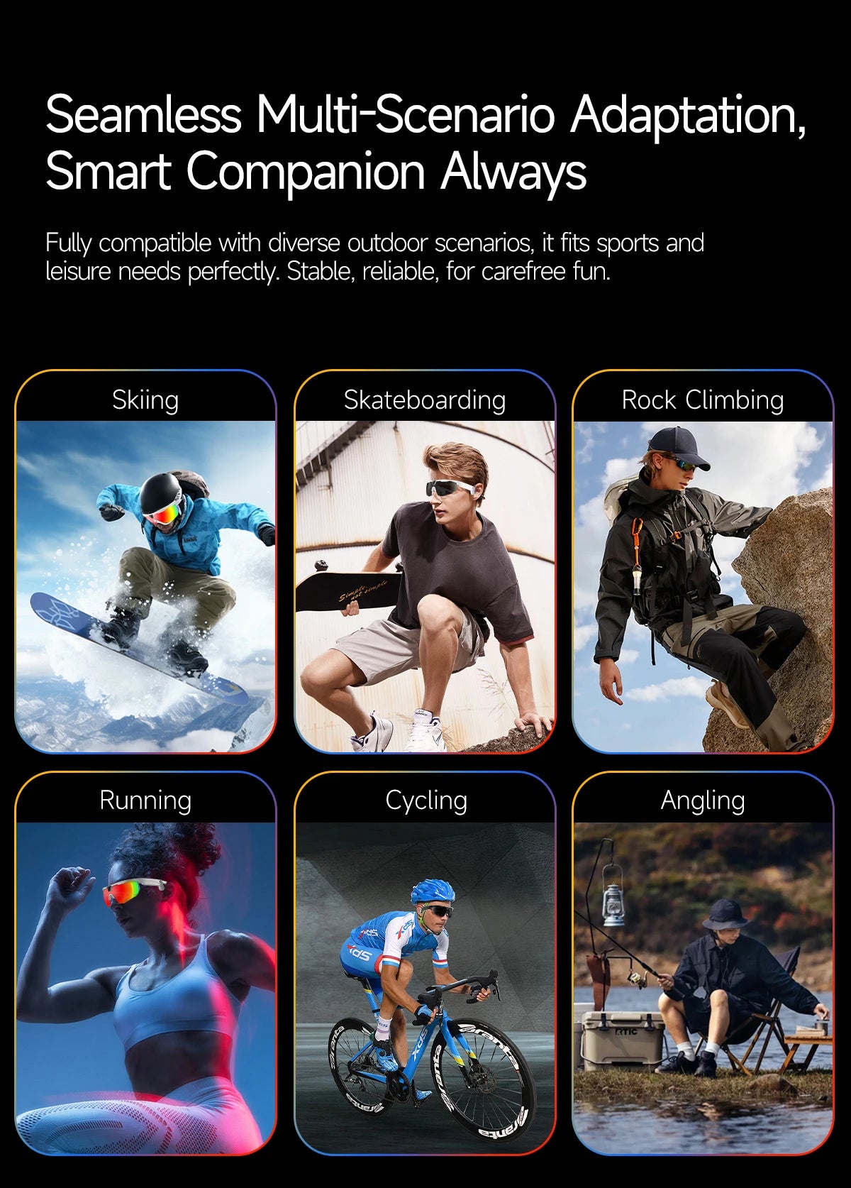 AI Smart Glasses with Camera  with built-in storage (no SD card required)deal for outdoor sports such as cycling skiing baseball