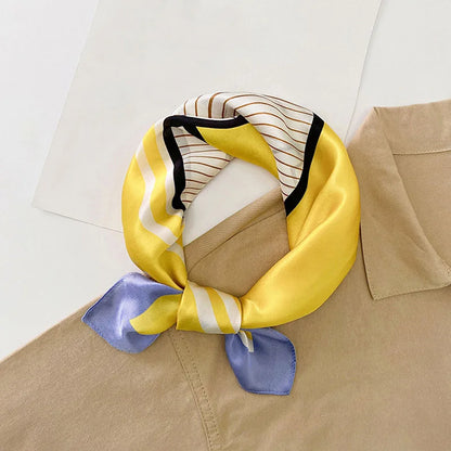 Silk Scarf For Bag Lady Neck Tie 100% Silk Scarf Luxury Brand Print Flower Stripe Plaid Dot Bandana Hair Tie Handkerchief Gifts