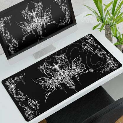 Black White Cybersigilism Deskmat Gothic Sword Art Mousepad Office Rubber Mouse Pad XXL PC Desk Accessories Gaming Keyboard Mats