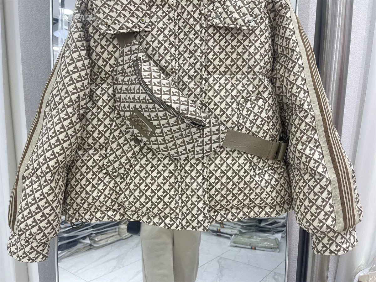 Thickened Houndstooth Down Jacket Women Winter 2023 New High Quality Korean Style Loose Bag Warm Fashion White Duck Puffer Coat