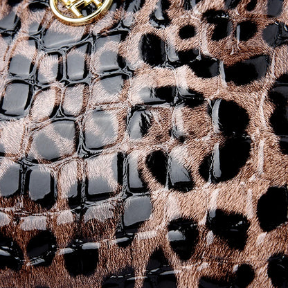 New 2025 Womens Small Messenger Bag PU Leather Shiny Shoulder Bag Fashion Saddle Bags Leopard Print Phone Purse Lipstick Storage