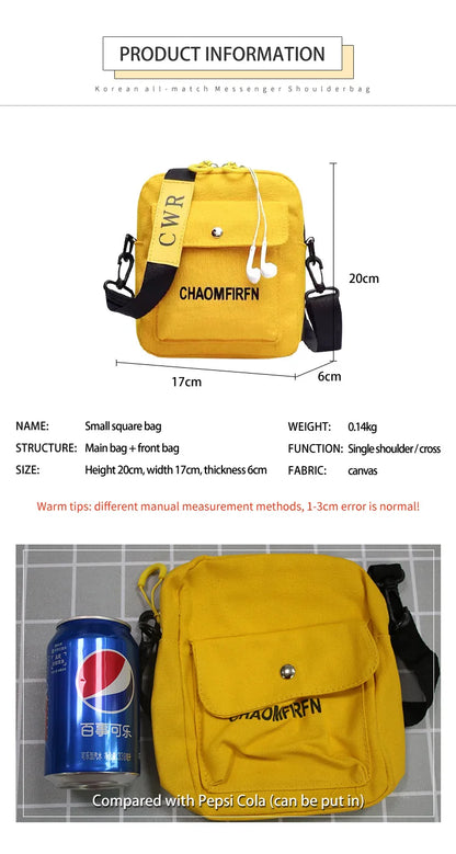 Small Canvas Bag Women's Crossbody Shoulder Bags for Women Messenger Coin Purse Cartoon Cell Phone Shoulder Bags Phone Handbags