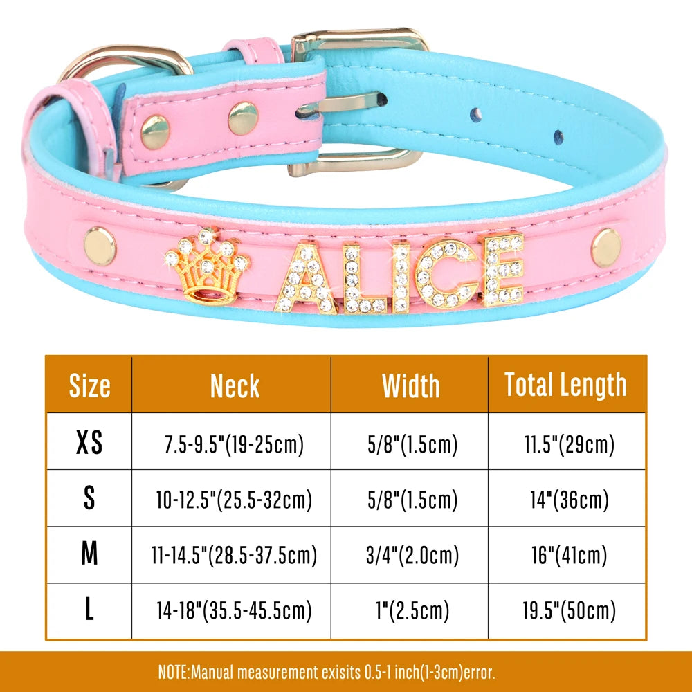Personalized Small Dogs Chihuahua Collar Bling Rhinestone Dog Collars Free Custom Pet Dogs Cats Name Charms Pet Accessories