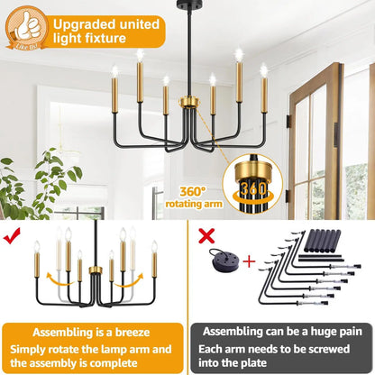 Retro Loft Candle Chandeliers Light Simple Iron Chandelier Pendant Lights for Living Room Dining Room Suspension Lamp AC110-260V