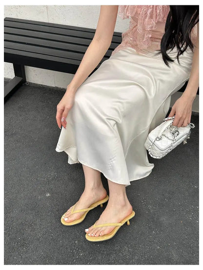 2026 New Summer Thin Heels Slippers Sandals Narrow Band Slides Ladies Shoes Fashion Women Pumps Flip Flops Luxury Slippers Shoes
