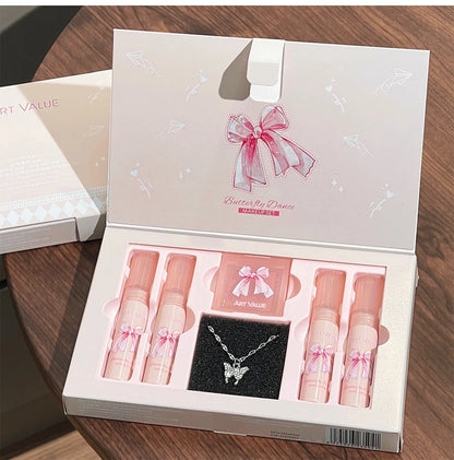 ART VALUE Makeup Sets Include 4Pcs Velvet Matte Lip Mud,1 Pc Blush Palette And 1 Necklace Gift Cosmetics Kits Lasting Lipgloss