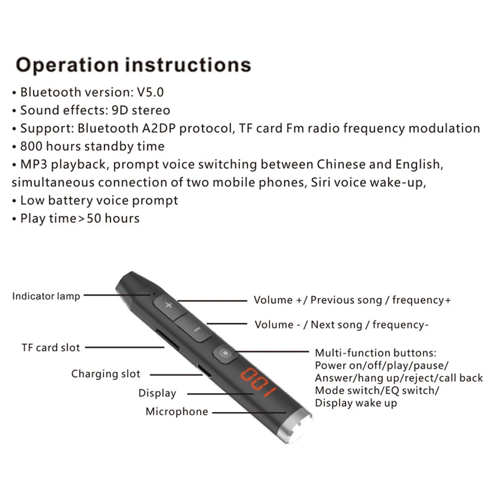 KEBIDUMEI Bluetooth Neckband Earphones Support TF Card Play with FM Radio Wireless Headphones LED Display HiFi Music Headsets