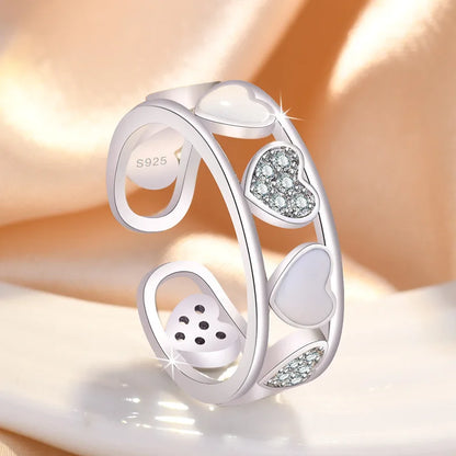 Original 925 Sterling Silver Ring High Quality Adjustable Opening AAA Zircon For Women Wedding Fine Fashion Jewelry Gift