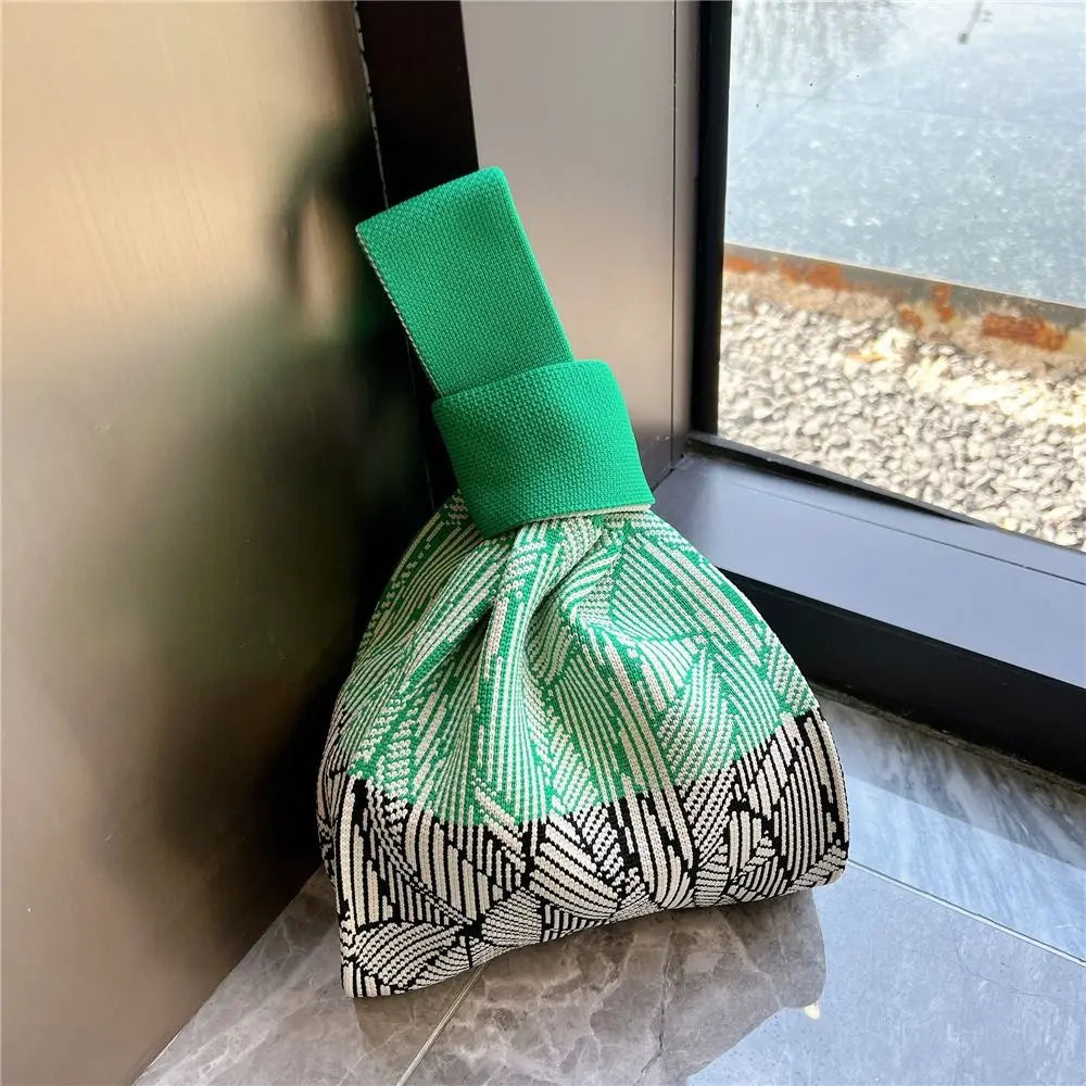 Handmade Knit Handbag Niche Design Knot Wrist Bag Reusable Mini Tote Bag Women Girls  Shoulder Bag New Fashion Shopping Bags