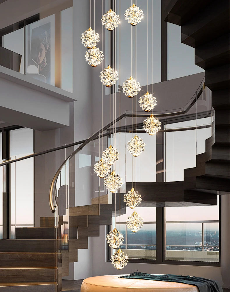 Modern Crystal stair chandelier lights indoor lighting Ceiling lamp hanging light led Chandeliers for living room indoor lightin