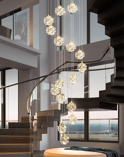 Modern Crystal stair chandelier lights indoor lighting Ceiling lamp hanging light led Chandeliers for living room indoor lightin