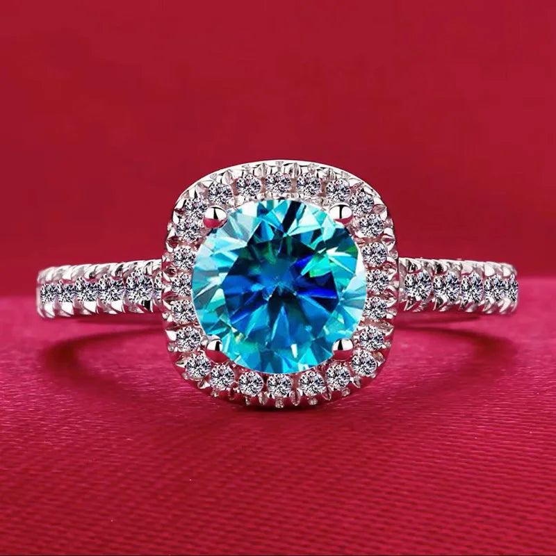Best-selling 925 sterling silver 1-carat diamond square ring, suitable for engagement, proposal or party wear, stylish and versa