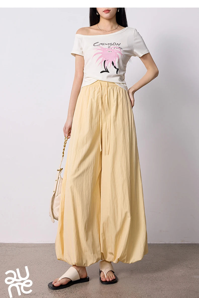 TOYOUTH Women's Wrinkle-Resistant Wide Leg Pants 2026 Summer New Straight Cut Bud Trousers, Travel Friendly