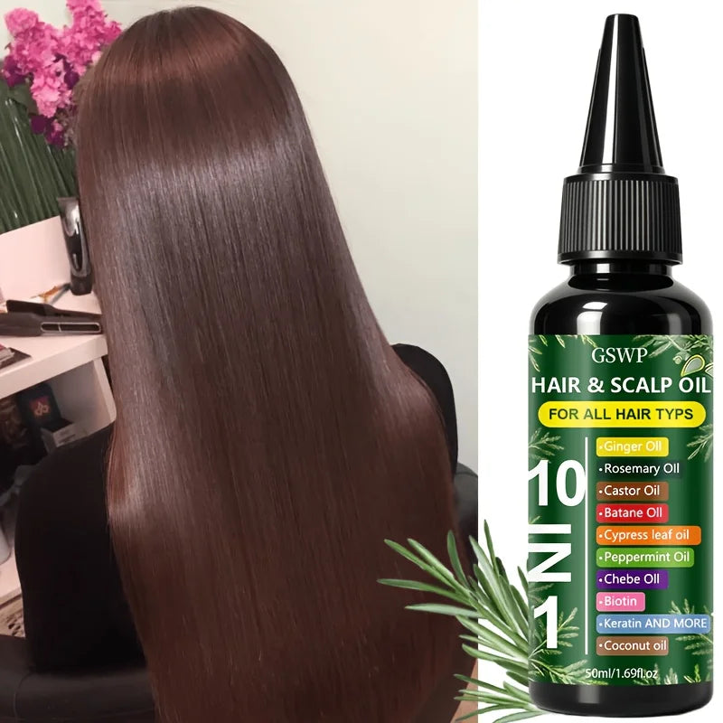 GSWP 10-in-1 Moisturizing Hair Oil: Hydrates and Nourishes to Care for Your Tresses. It Leaves Hair Looking Smooth. 50/100ml