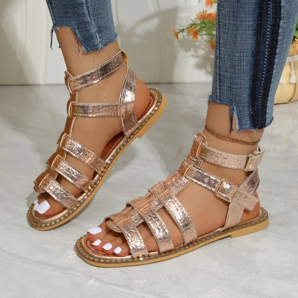 Summer New Roman Style Ankle Strap Women's Sandals Fashion Hollow Solid Casual Lightweight Comfort Women Shoes Zapatos De Mujer