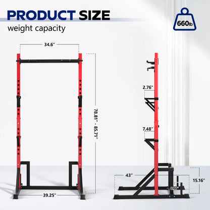 KERDOM Multifunction Power Rack with Pull up Bar, Heavy Capacity 360kg, Height Adjustable Squat Stand Rack for Home Gym Equipment, Power Tower Pull Up Dip Station Training Fitness Equipment for Home Outdoor Muscles Trainer, B