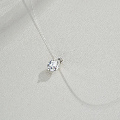 EWYA GRA Certified 1CT Marquise Cut Moissanite Pendant Necklace for Woman 925 Silver Fishing Line Water Drop Diamond Necklaces
