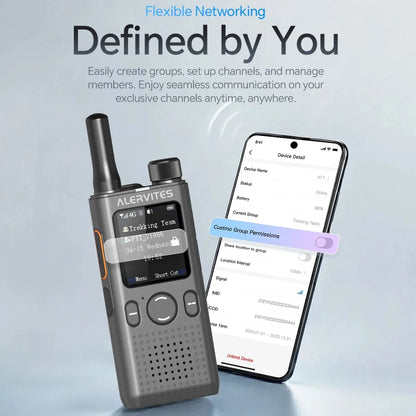 ALERVITES 2PCS AT1 POC Public Network Walkie Talkie Unlimited Global Communication Range Ultra-thin Portable Two Way Radio