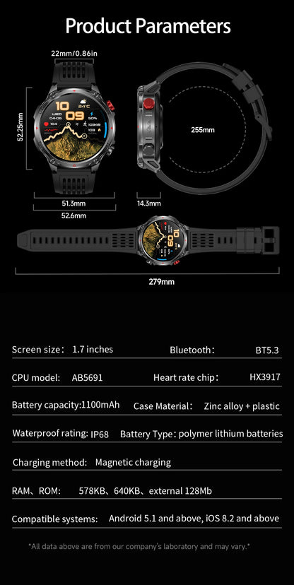 2026 T-Rex3 Ultra 1100mAh Battery Smart Watch GPS Track Compass IP69K Waterproof Sports tracker Outdoors Military Smartwatches