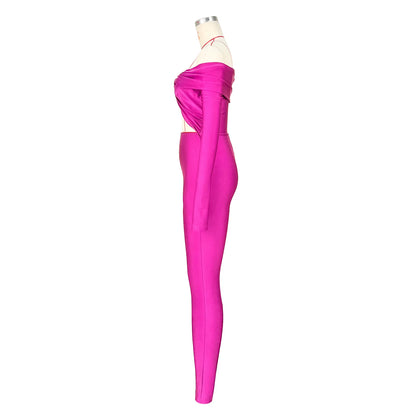 FAGADOER Sexy Hollow Out Bodycon Jumpsuit Woman Solid Color Off Showlder Backless Rompers Female Streetwear Overalls 2025 New