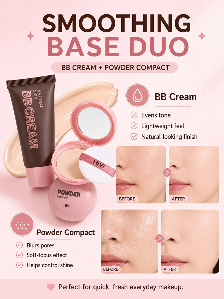 9PCS Makeup Gift Set for Women, All-in-One Lipstick Mascara Eyeliner BB Cream Powder Compact, Travel Beauty Kit for Beginners
