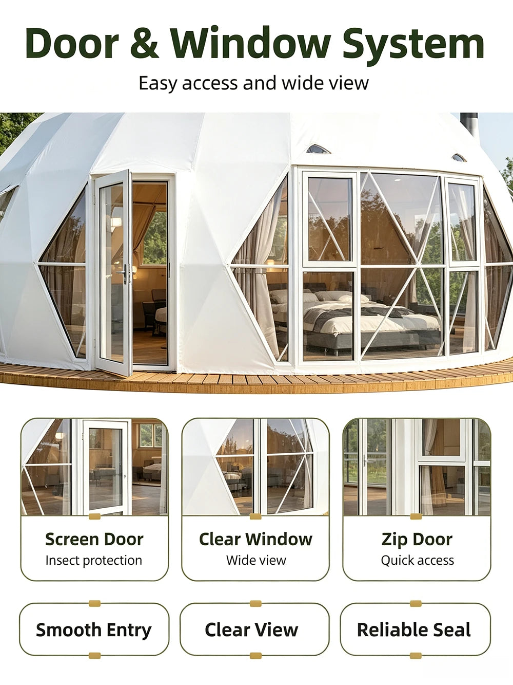 Geodesic Dome Tent Luxury Glamping Hotel Spherical Tent Waterproof UV‑Resistant Outdoor Resort Camping Accommodation