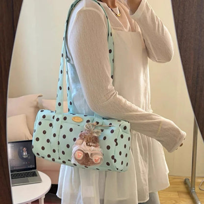 Korean Style Polka Dot Shoulder Bag Women's Large Capacity Commuter Pillow Bag Underarm Bag Trendy Single Shoulder Bags