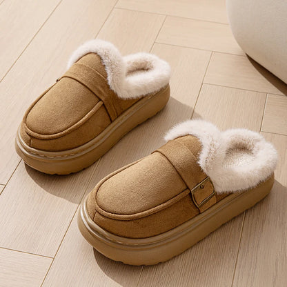 Casual Women's Home Slippers Winter Plush Luxury Designer Woman Shoes Indoor Fluffy Platform Fuzzy Fur Slides Elegant Flats Warm