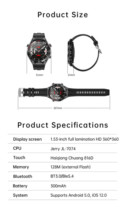 Men Smart Watch Amoled HD Screen Outdoor Sport Tracker Health Monitoring LED Flashlight Bluetooth Call AI Voice SK55 Smartwatch