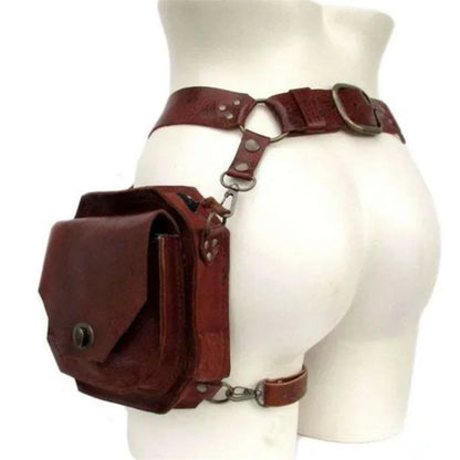 Punk Retro PU Square Waist Bag Casual Small Square Hip Packs For women's Crossbody Cross Multi-function Outdoor Leg Phone Pouch