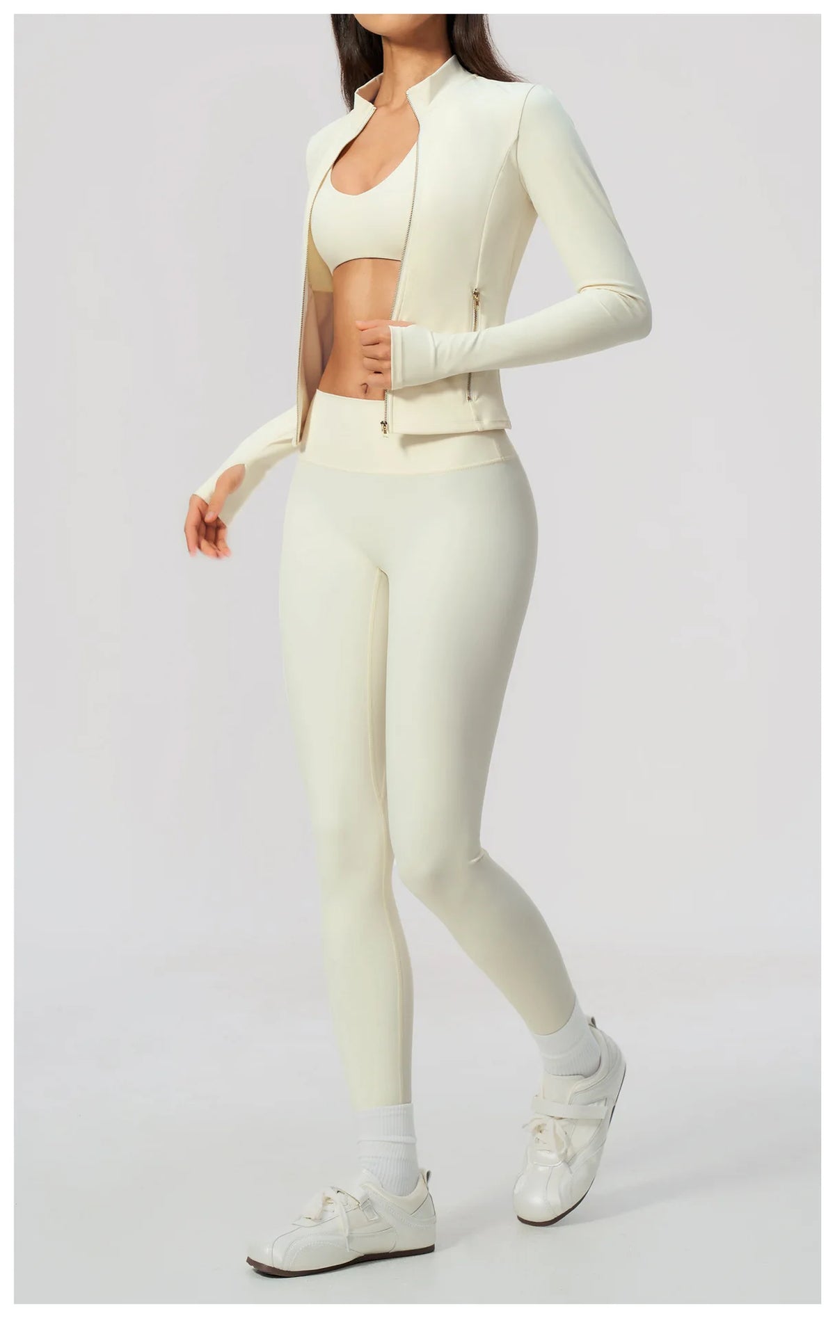 Yoga Set 3PCS Women's Tracksuit Workout Outfit Zipper Fitness Long Sleeved Sports Set Gym Clothes Female Sports Bra Yoga Outfits