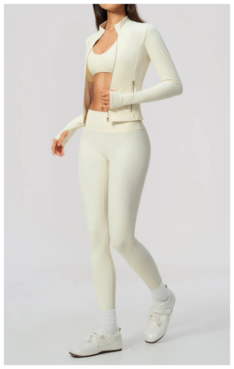 Yoga Set 3PCS Women's Tracksuit Workout Outfit Zipper Fitness Long Sleeved Sports Set Gym Clothes Female Sports Bra Yoga Outfits