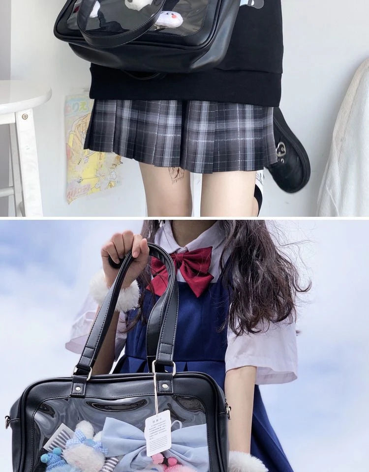 Harajuku Luxury Pu Ita Bag Crossbody Women Sweet Lolita Bags Cute Transparent Pocket Japanese Style Shoulder Purse Handbags