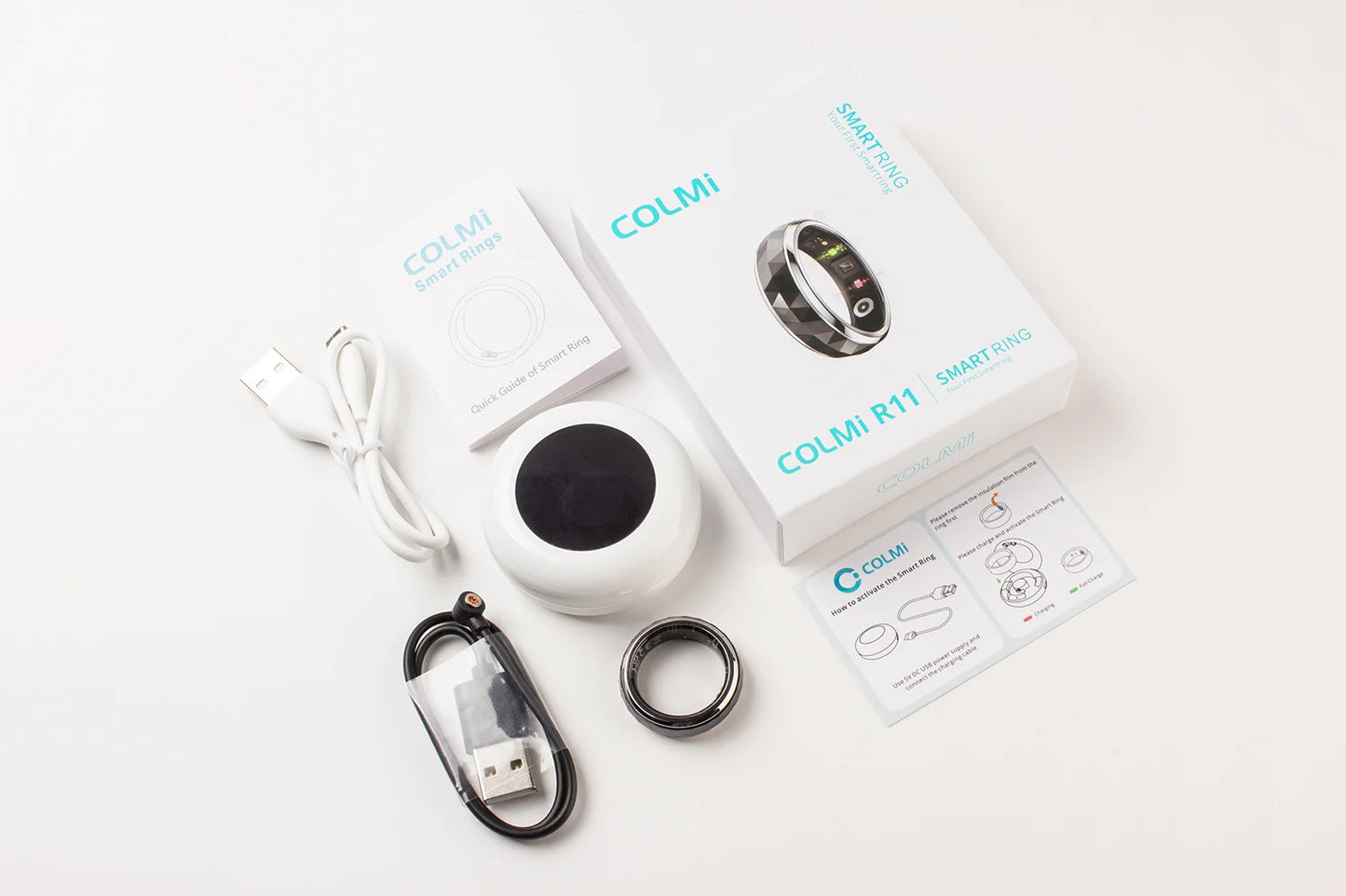 COLMI R11 Ceramic Smart Ring for Men, Fidget Spinner Anxiety Relieve Ring with Charging Case, Health Monitor, 5ATM Waterproof