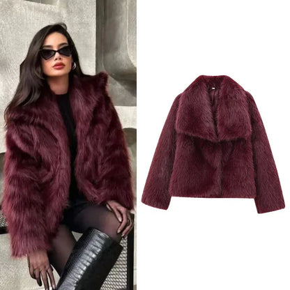 Women's Winter Fur Coat Mink Fur Large Lapel Fluffy Short Top in Large Size for Warmth And Style