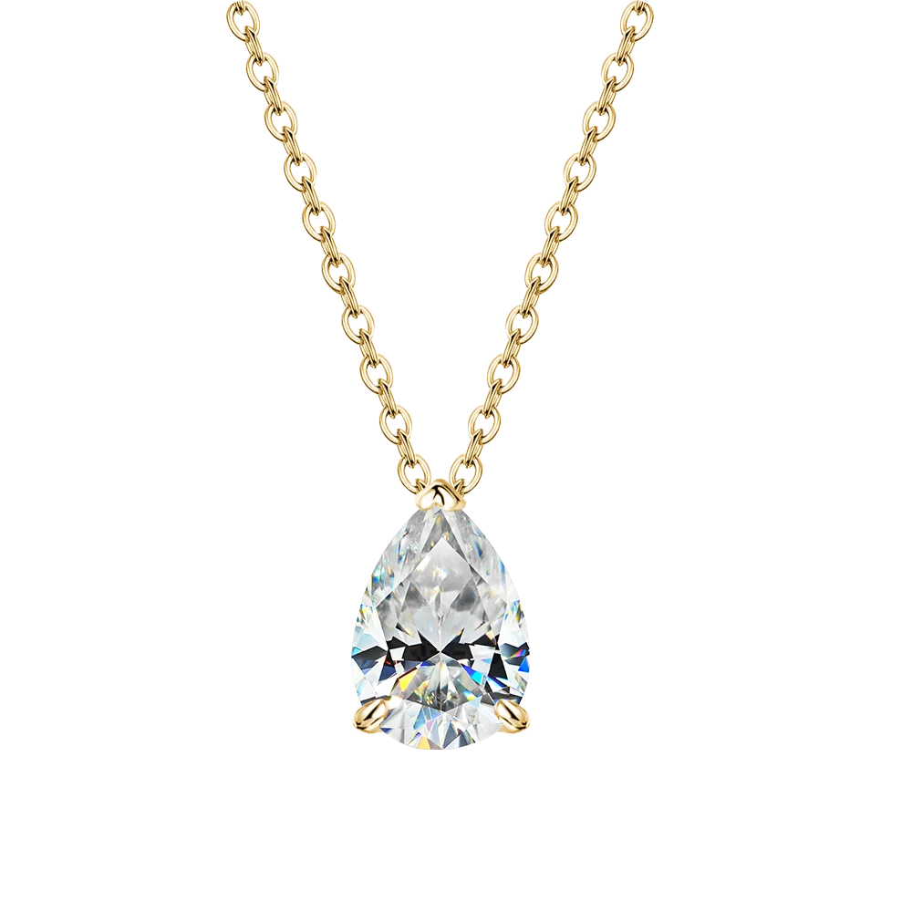 IGOTOS 1-4CT Water Drop Moissanite Pendant Necklace Women 925 Sterling Silver Round/Sharp Claw Lab Diamond Pendant Neck Chain