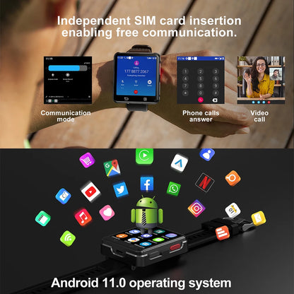 S222 4G Smart Watch Android 11 MTK6761 Quad Core 4GB Ram 64GB Rom Dual Cameras 2.64" Large Screen Detachable WIFI GPS Smartwatch