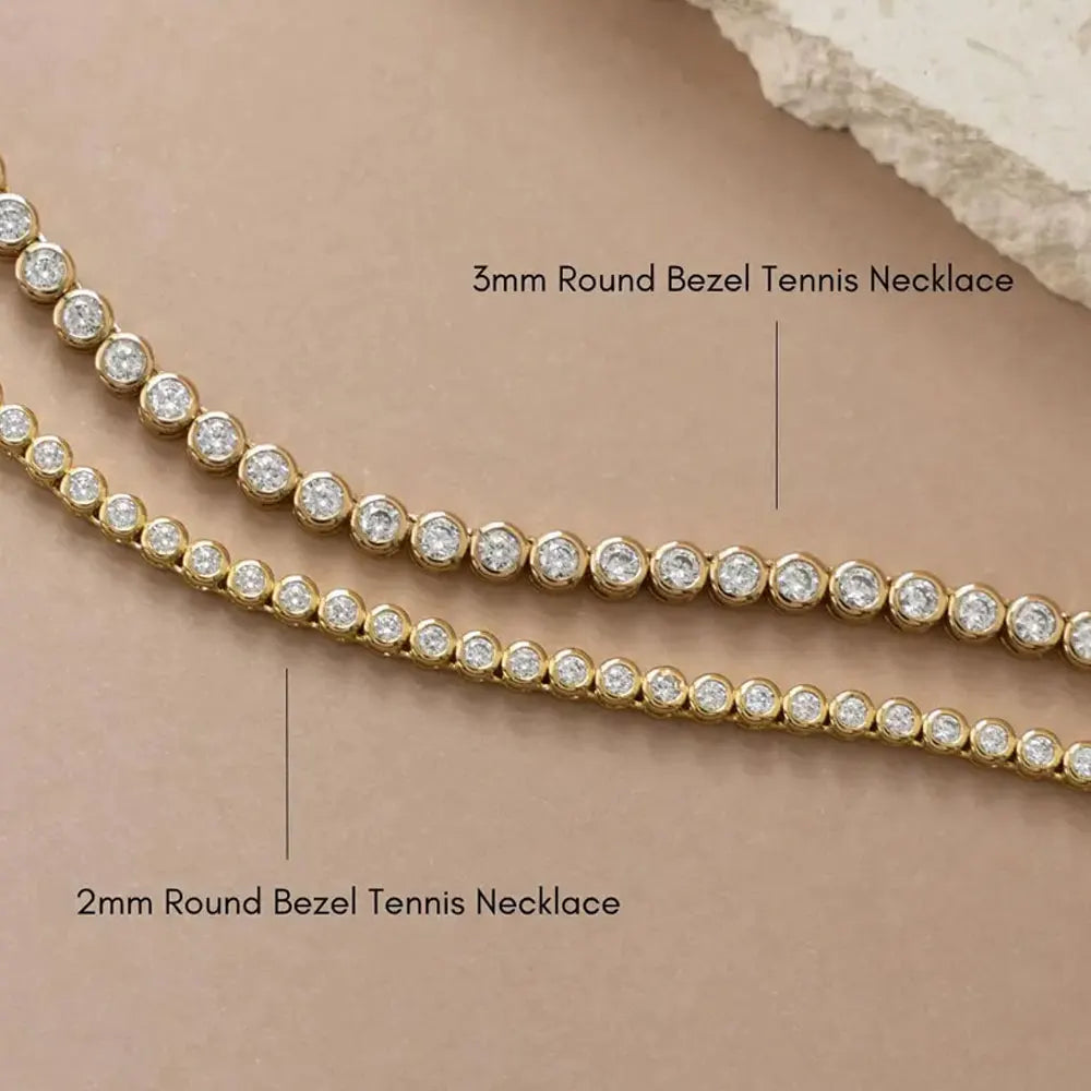 FCGJHW D VVS1 2/3mm Moissanite Tennis Necklace Bezel Setting Round Diamond GRA Pure Silver 18k Gold Necklaces for Women Men 2026