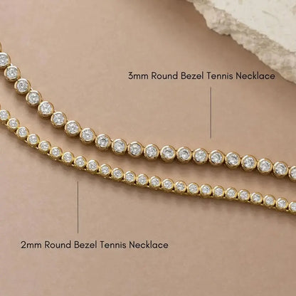 FCGJHW D VVS1 2/3mm Moissanite Tennis Necklace Bezel Setting Round Diamond GRA Pure Silver 18k Gold Necklaces for Women Men 2026