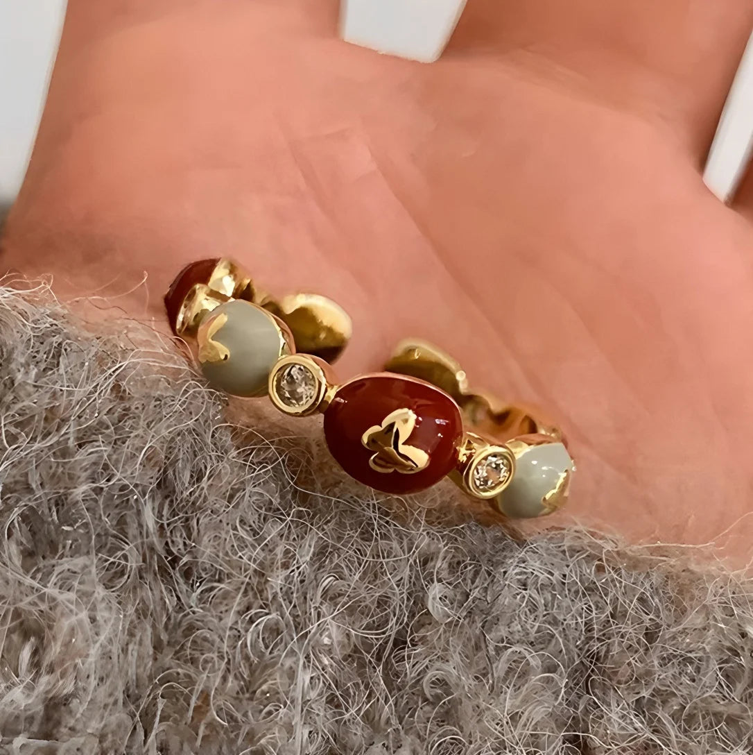 PANJBJ 925 Sterling Silver Golden Flower Rings For Women Drip Glaze Plant Irregular Adjustable Sweet Jewelry Gift Dropshipping