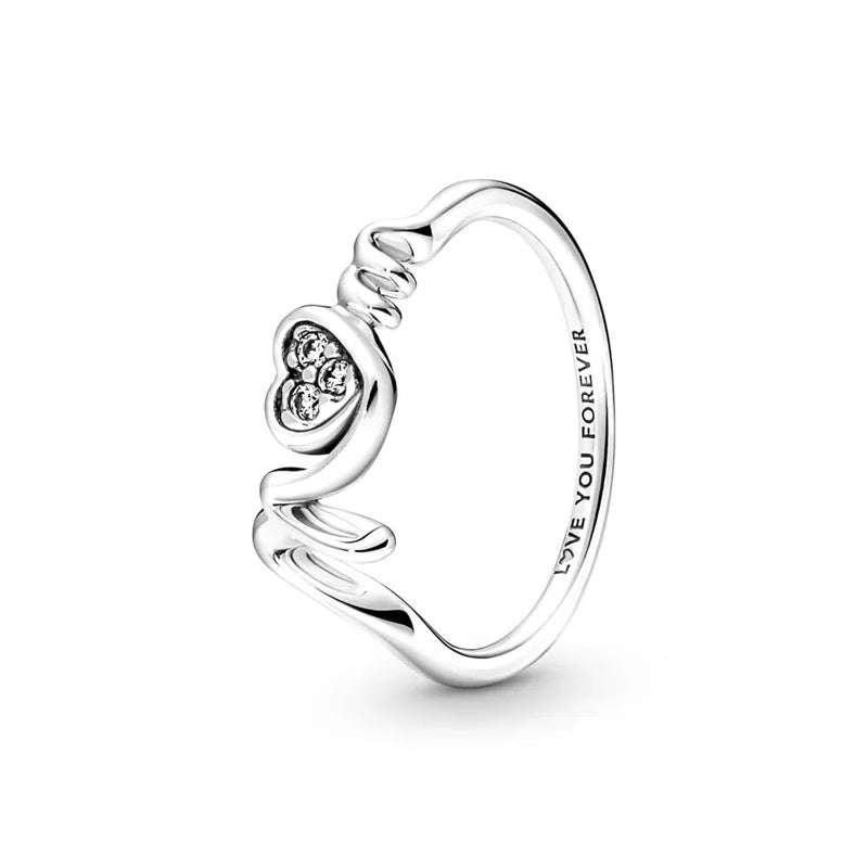 European New 925 Silver Heart-Shaped,Floral,Square Ring Suitable for Exquisite High-Quality Jewelry for Women at Wedding Parties