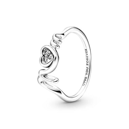 European New 925 Silver Heart-Shaped,Floral,Square Ring Suitable for Exquisite High-Quality Jewelry for Women at Wedding Parties