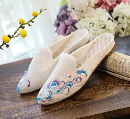 Chinese Style Summer Harajuku Slippers Women Shoes for Women Fashion Casual Vintage Embroidery Ethnic Style Streetwear